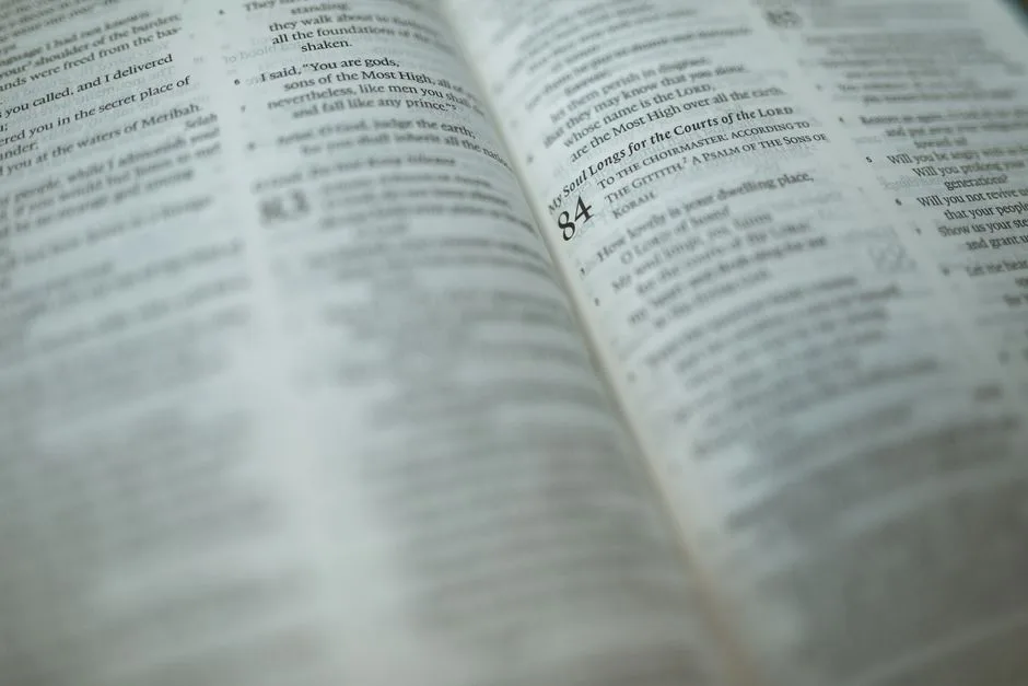 Sunlight falling across Bible pages, words meant to shape the heart