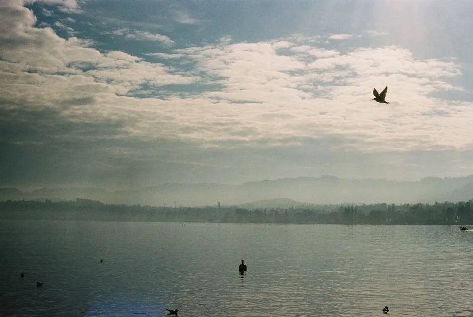 Calm water beneath an open sky, the peace Christ gives that the world cannot offer