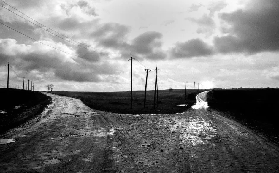 An open road with a fork — the choice between heeding wisdom and following your own certainty