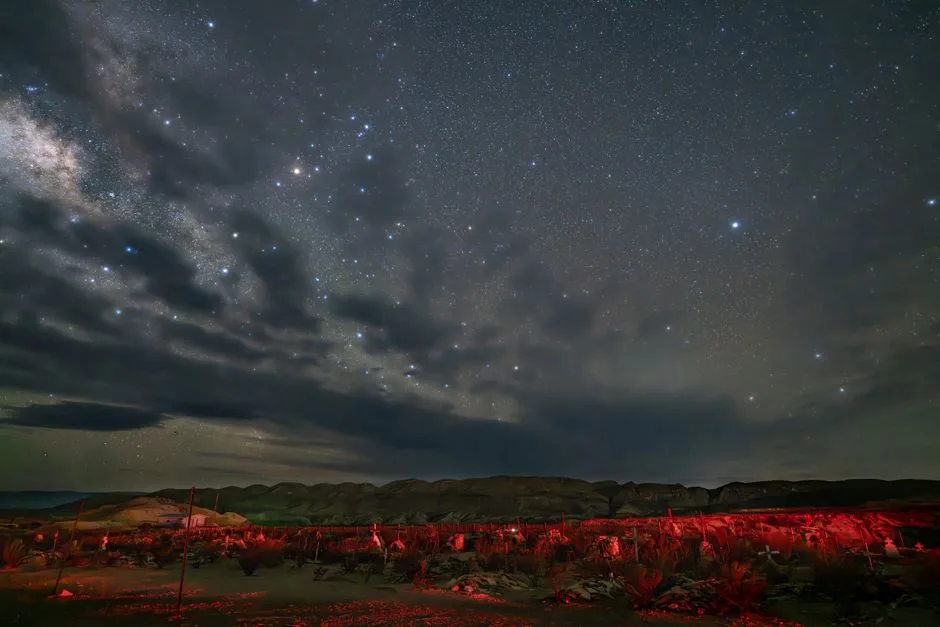 A vast starry night sky over open land — the scale of creation beyond what we can see